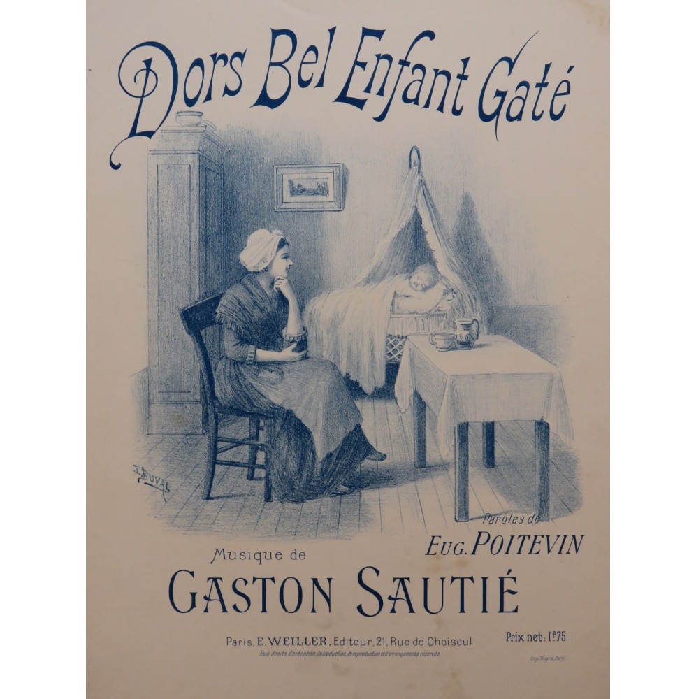 SAUTIÉ Gaston Dors bel enfant gaté Chant Piano ca1880