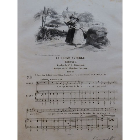 LABARRE Théodore La jeune aveugle Chant Piano ca1830