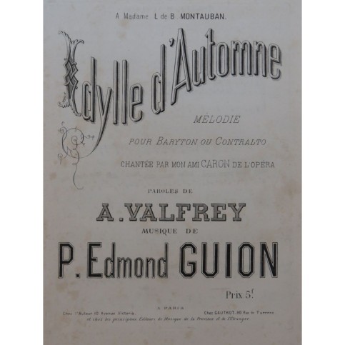 GUION P. Edmond Idylle d'Automne Chant Piano