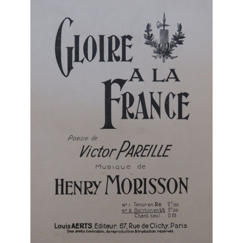 MORISSON Henry Gloire à la France Chant Piano