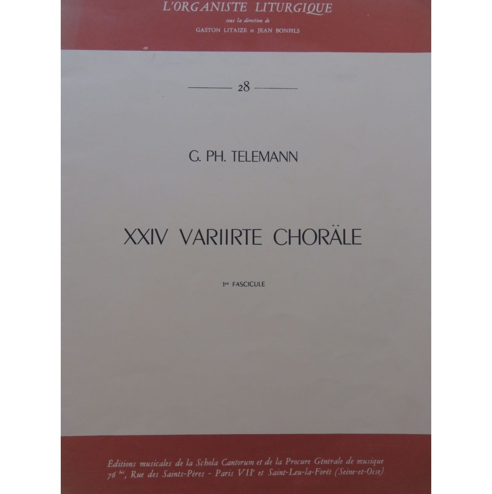 TELEMANN G. P. XXIV Variirte Choräle 9 Pièces Orgue