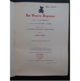 LEHAR Franz La veuve joyeuse Opérette Chant Piano 1909
