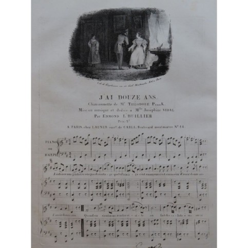 L'HUILLIER Edmond J'ai douze ans Chant Piano ou Harpe ca1820