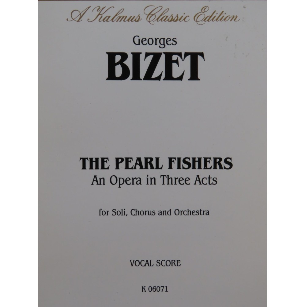 BIZET Georges The Pearl Fishers Opéra Chant Piano 1973