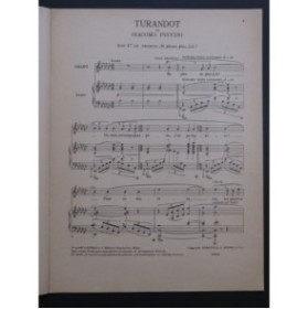 PUCCINI Giacomo Turandot Ne Pleure Plus Chant Piano 1927