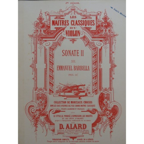 BARBELLA Emmanuel Sonate No 2 Violon Piano XIXe