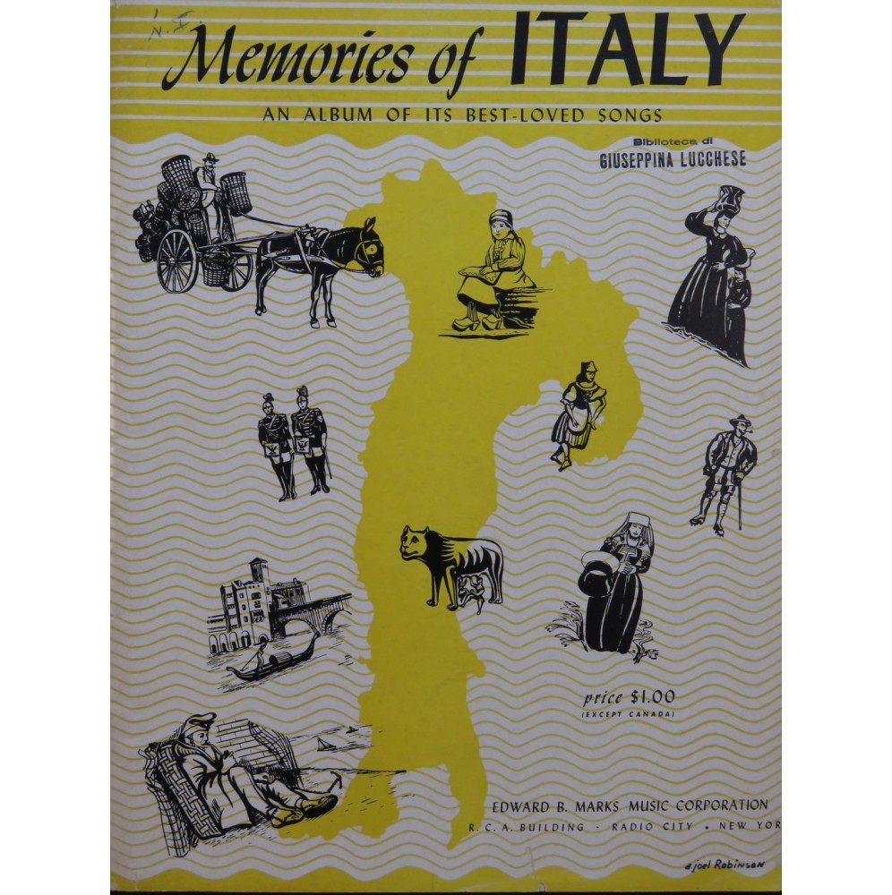 Memories of Italy An Album of its Best-loved Songs Chant Piano 1947