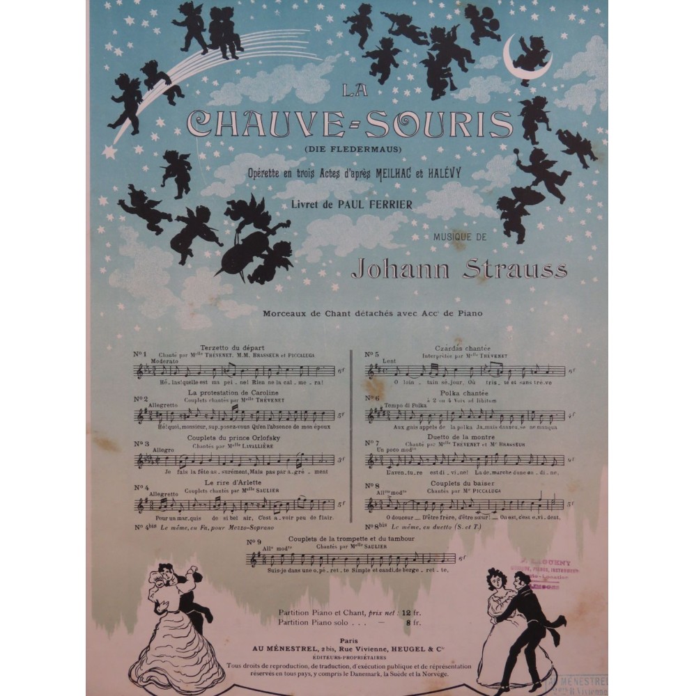STRAUSS Johann La Chauve Souris No 5 Chant Piano 1905