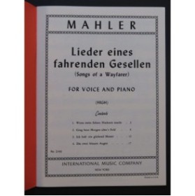 MAHLER Gustav Lieder eines fahrenden Gesellen Chant Piano