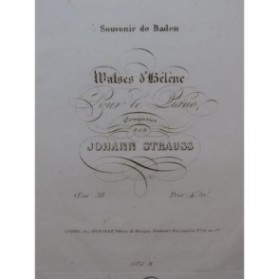 STRAUSS Johann Souvenir de Baden Piano ca1845