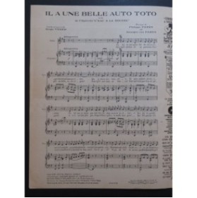 PARÈS Philippe VAN PARYS Georges Il a une belle auto Toto Chant Piano 1928