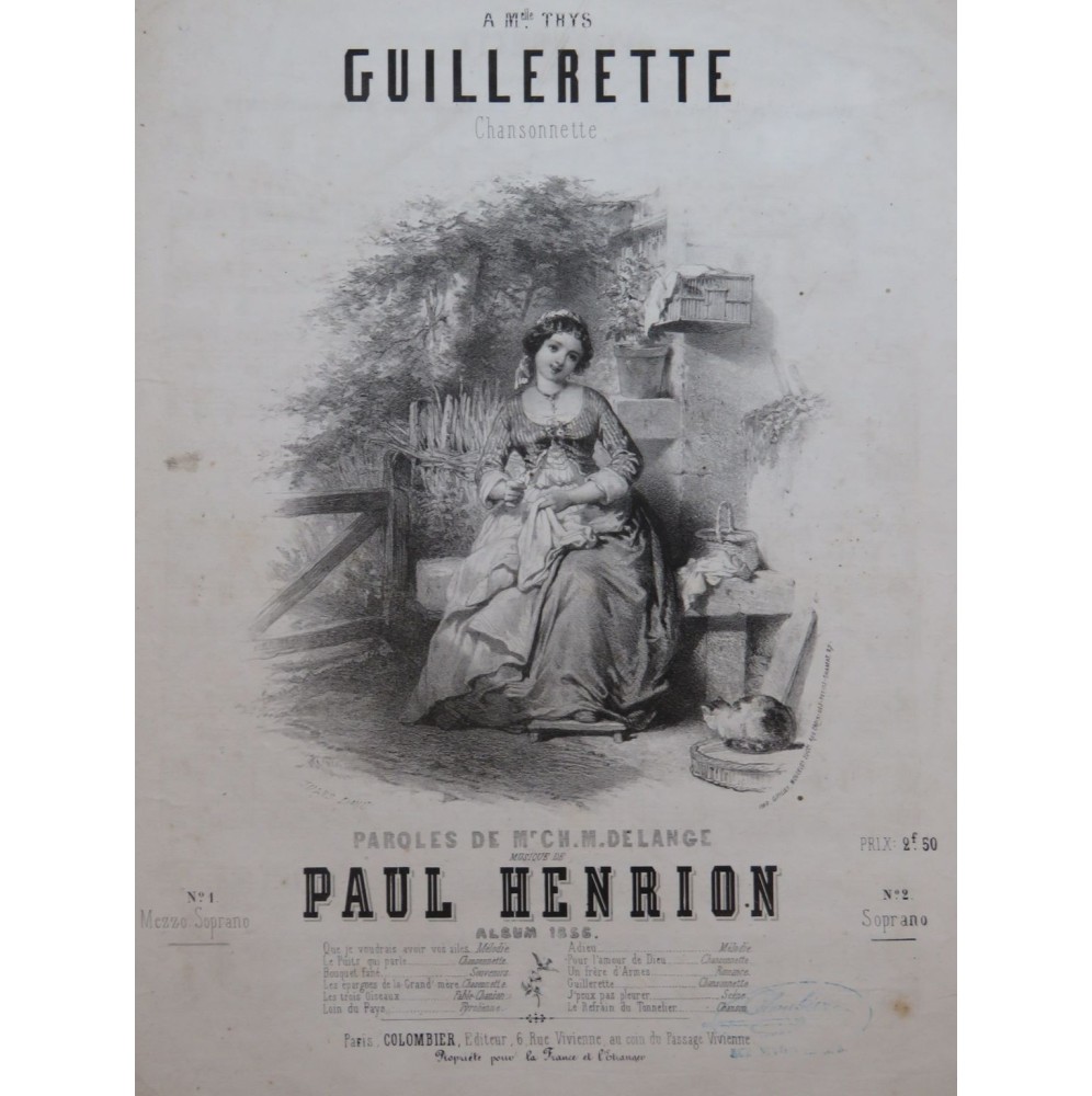 HENRION Paul Guillerette Chant Piano 1856