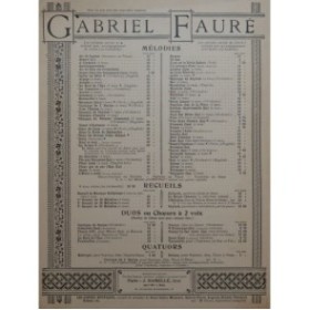FAURÉ Gabriel Nell Chant Piano ca1925