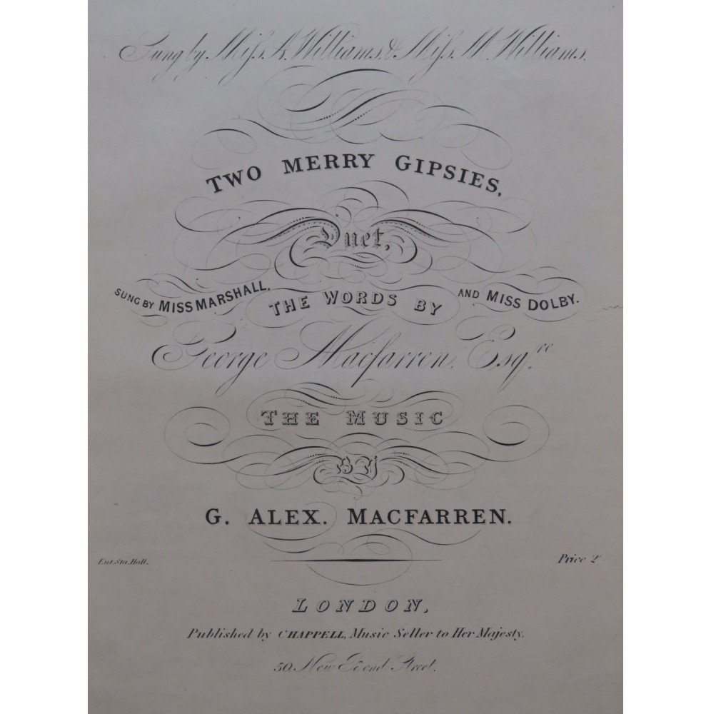 MACFARREN G. A. Two Merry Gipsies Chant Piano ca1860
