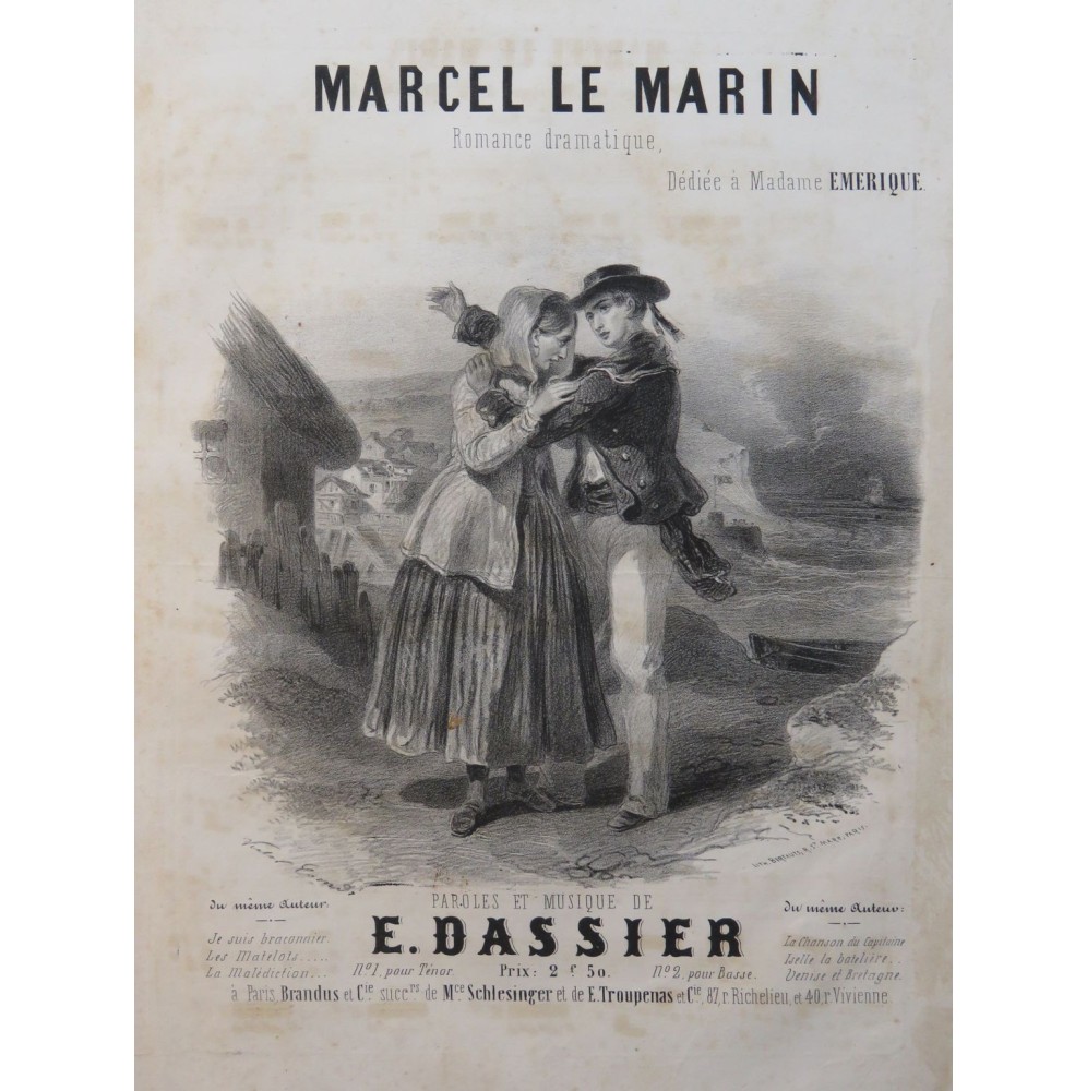 DASSIER Ernest Marcel le marin Chant Piano ca1850