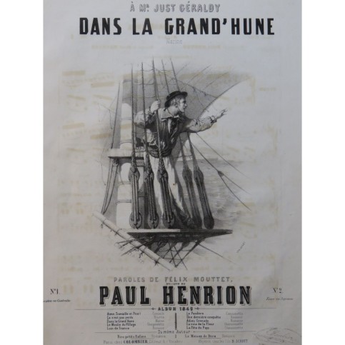 HENRION Paul Dans la grand'hune Chant Piano 1849
