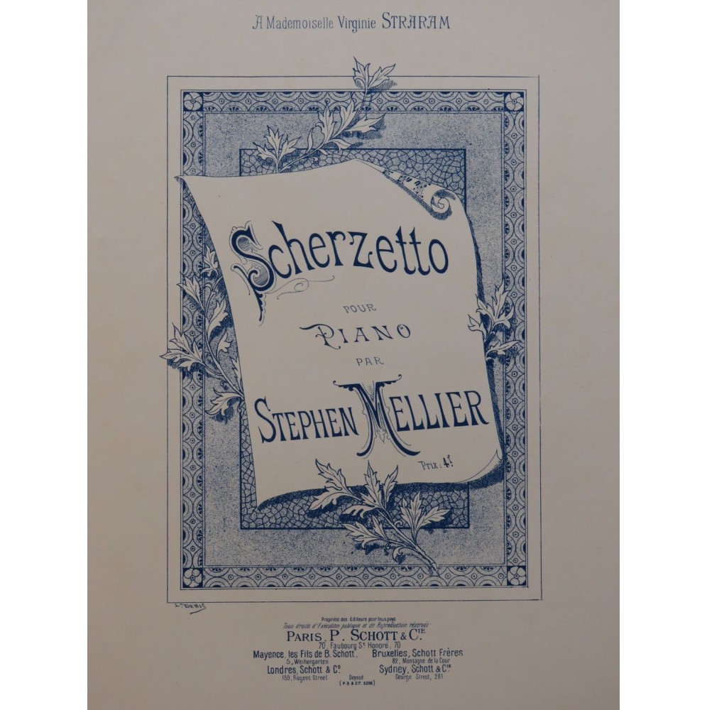 MELLIER Stephen Scherzetto Chant Piano ca1890