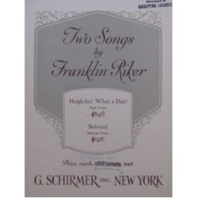 RIKER Franklin Heigh-ho ! What a Day ! Chant Piano 1924