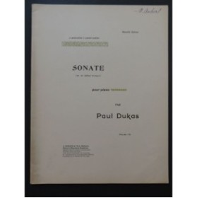 DUKAS Paul Sonate Mi bémol mineur Piano 1906