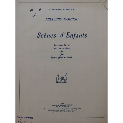 MONPOU Frédéric Scènes d'Enfants Piano 1921