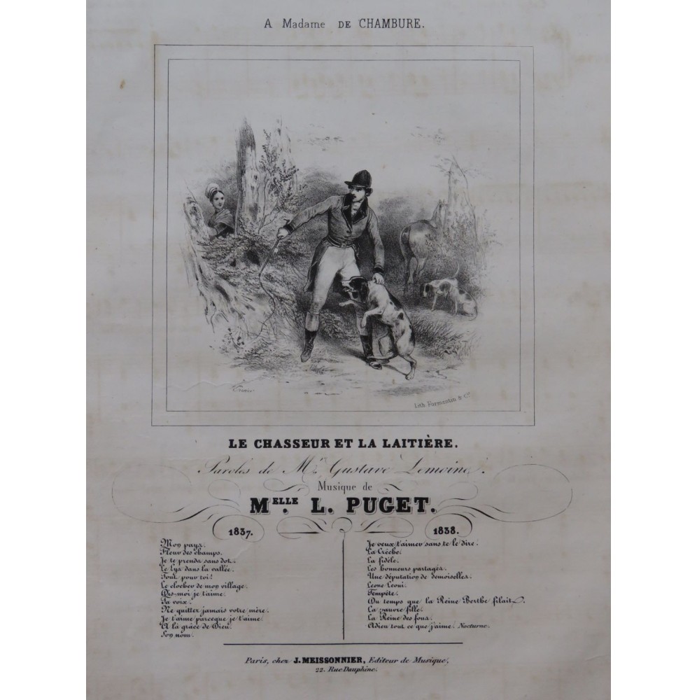 PUGET Loïsa Le Chasseur et la Laitière Chant Piano 1838