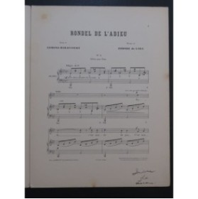 DE LARA Isodore Rondel de l'Adieu Chant Piano ca1894