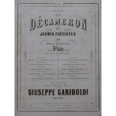 GARIBOLDI Giuseppe Le Décameron No 5 Flûte solo ca1858