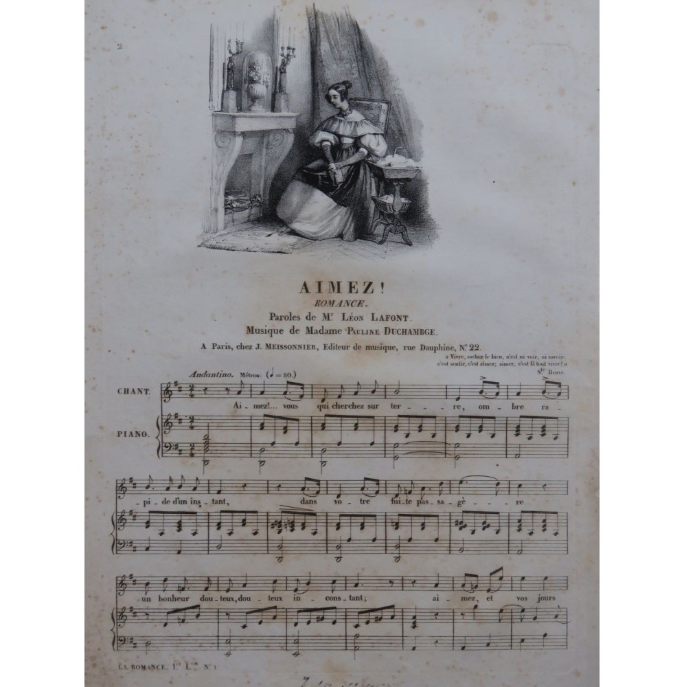 DUCHAMBGE Pauline Aimez Chant Piano ca1830