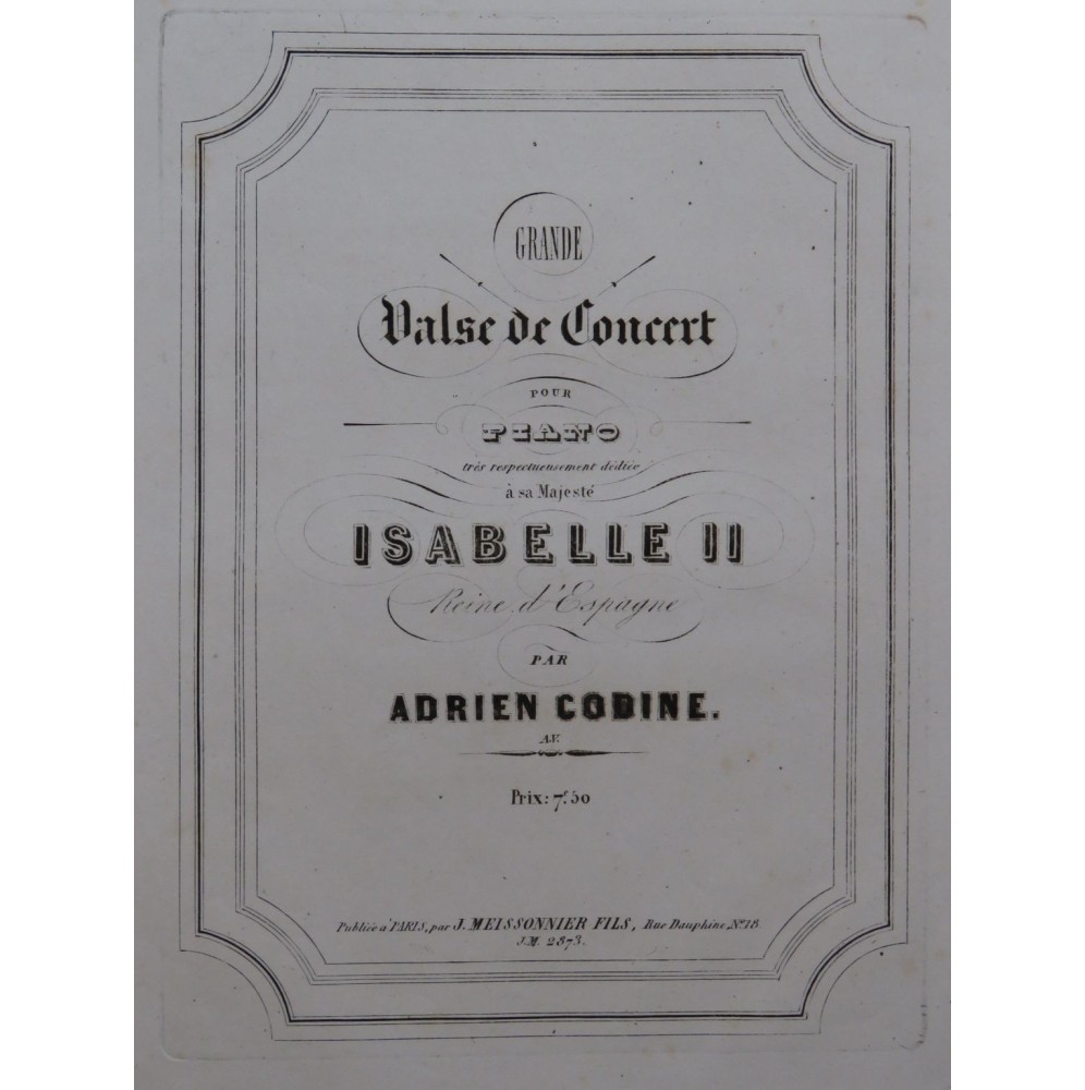 CODINE Adrien Grande Valse de Concert Piano ca1850