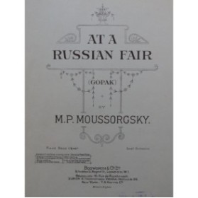 MOUSSORGSKY M. P. At A Russian Fair Piano 1919