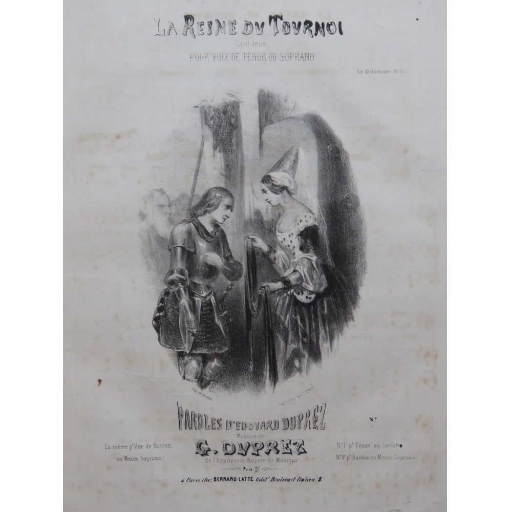 DUPREZ G. La reine du Tournoi Nanteuil Chant Piano ca1840