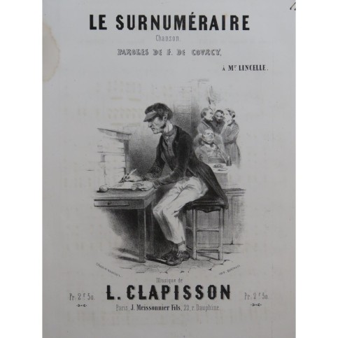 CLAPISSON Louis Le Surnuméraire Nanteuil Chant Piano ca1840