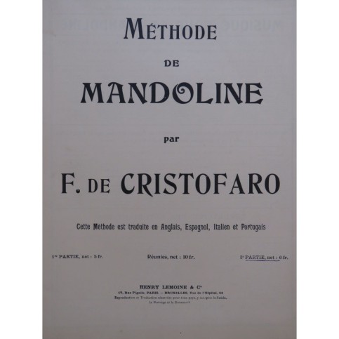 CRISTOFARO Méthode de Mandoline 2e Partie ca1885