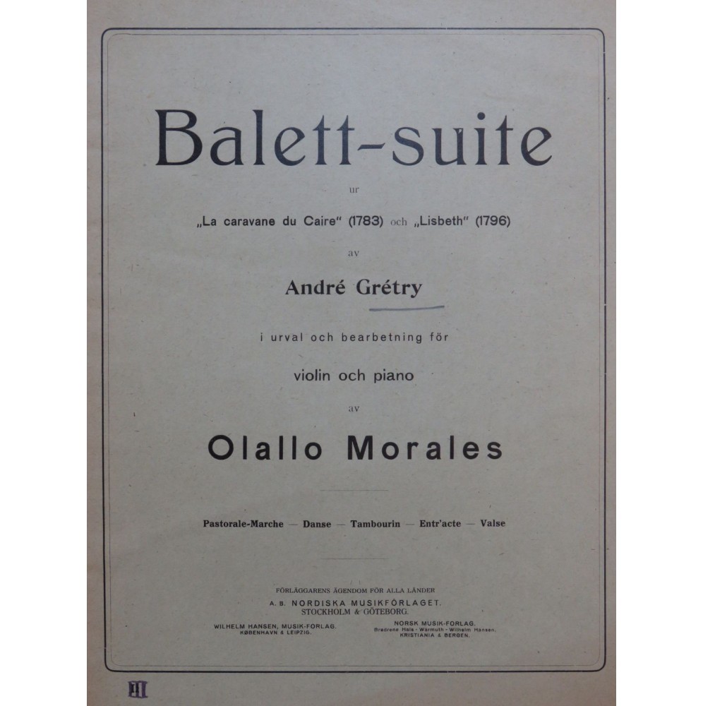 MORALES Olallo Balett Suite A. Grétry Piano Violon