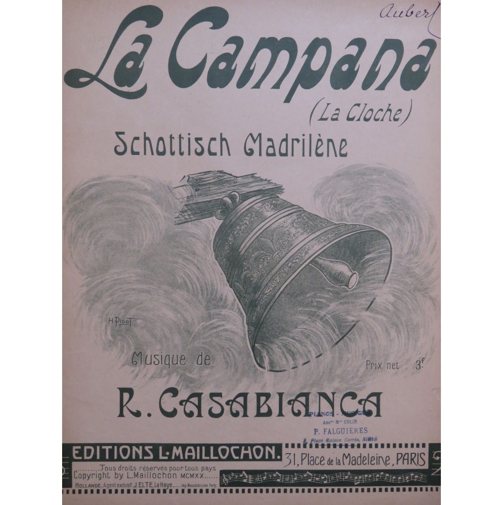 CASABIANCA R. La Campana Piano 1920