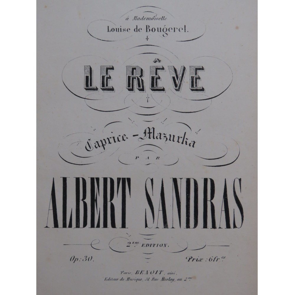 SANDRAS Albert Le rêve Piano ca1850