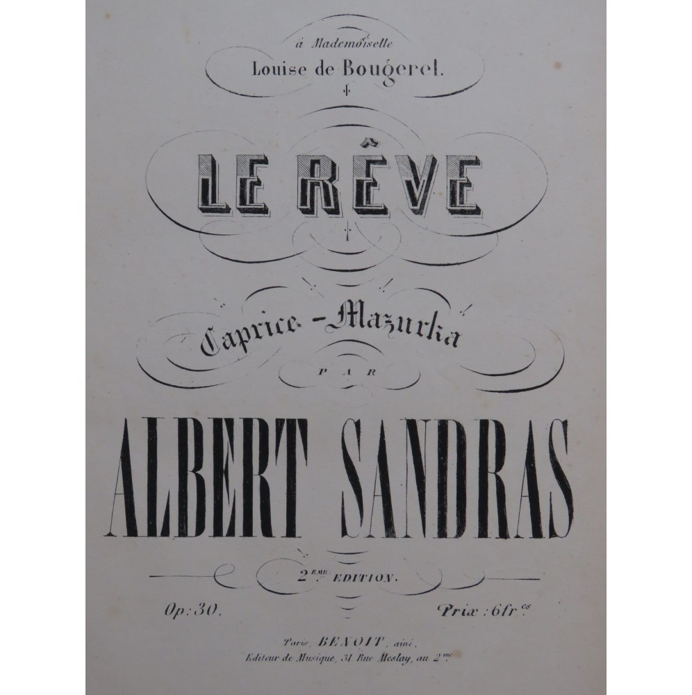 SANDRAS Albert Le rêve Piano ca1850