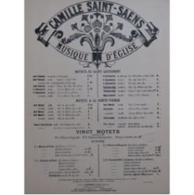 SAINT-SAENS Camille Tantum Ergo Chant Orgue ca1895