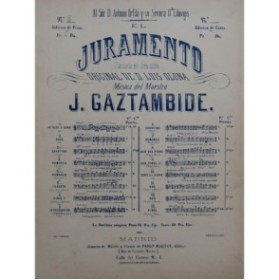 GAZTAMBIDE Joaquin El Juramento No 8 Duo Chant Piano ca1855