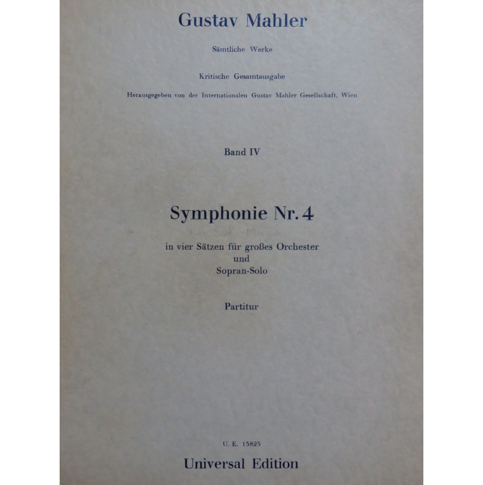 MAHLER Gustav Symphonie No 4 Orchestre 1963