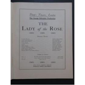 GILBERT Jean The Lady of the Rose Opérette Chant Piano 1921
