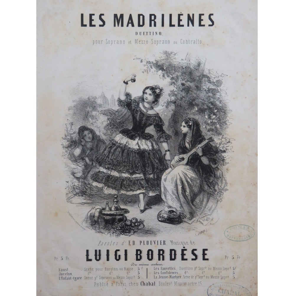 BORDÈSE Luigi Les Madrilènes Chant Piano ca1850