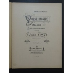 TOSTI  F. Paolo Vorrei Morire Chant Piano 1888