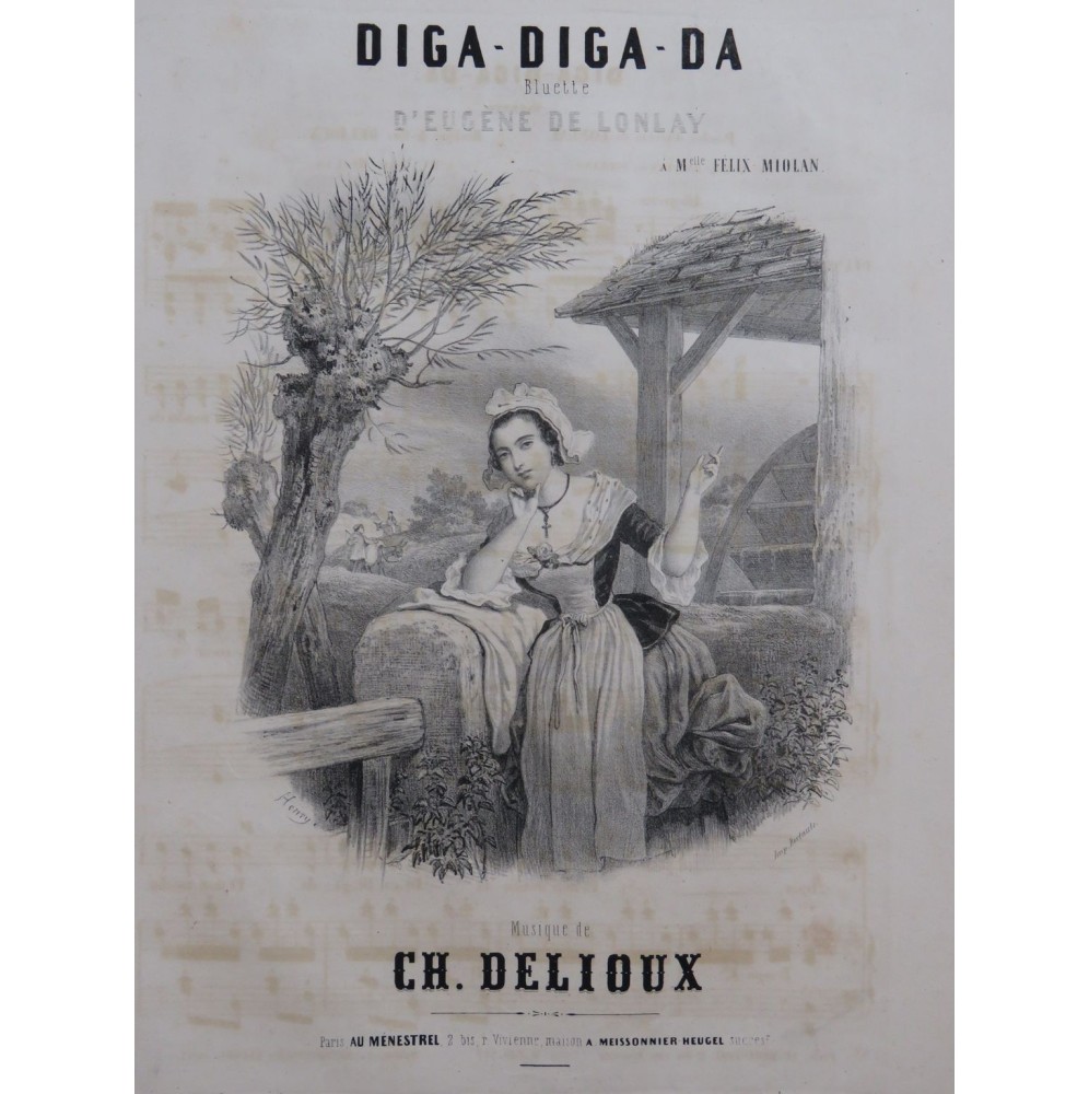 DELIOUX Charles Diga Diga Da Chant Piano ca1840