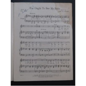 AHLERT Fred. E. You Ought To See My Baby Chant Piano 1920