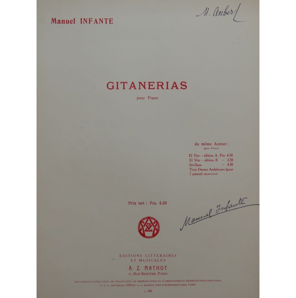 INFANTE Manuel Gitanerias Piano 1923