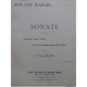 MARAIS Roland Sonate en Ut Majeur Violon Piano 1918