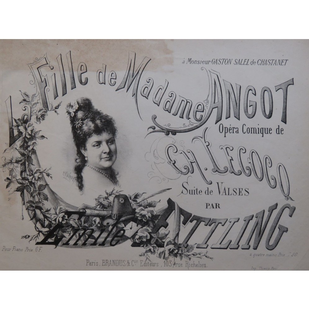 ETTLING Émile La Fille de Madame Angot Piano ca1875