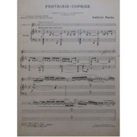PARÈS Gabriel Fantaisie Caprice Piano Cornet 1911