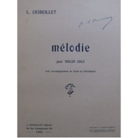 CRIBEILLET L. Mélodie Violon Piano 1922